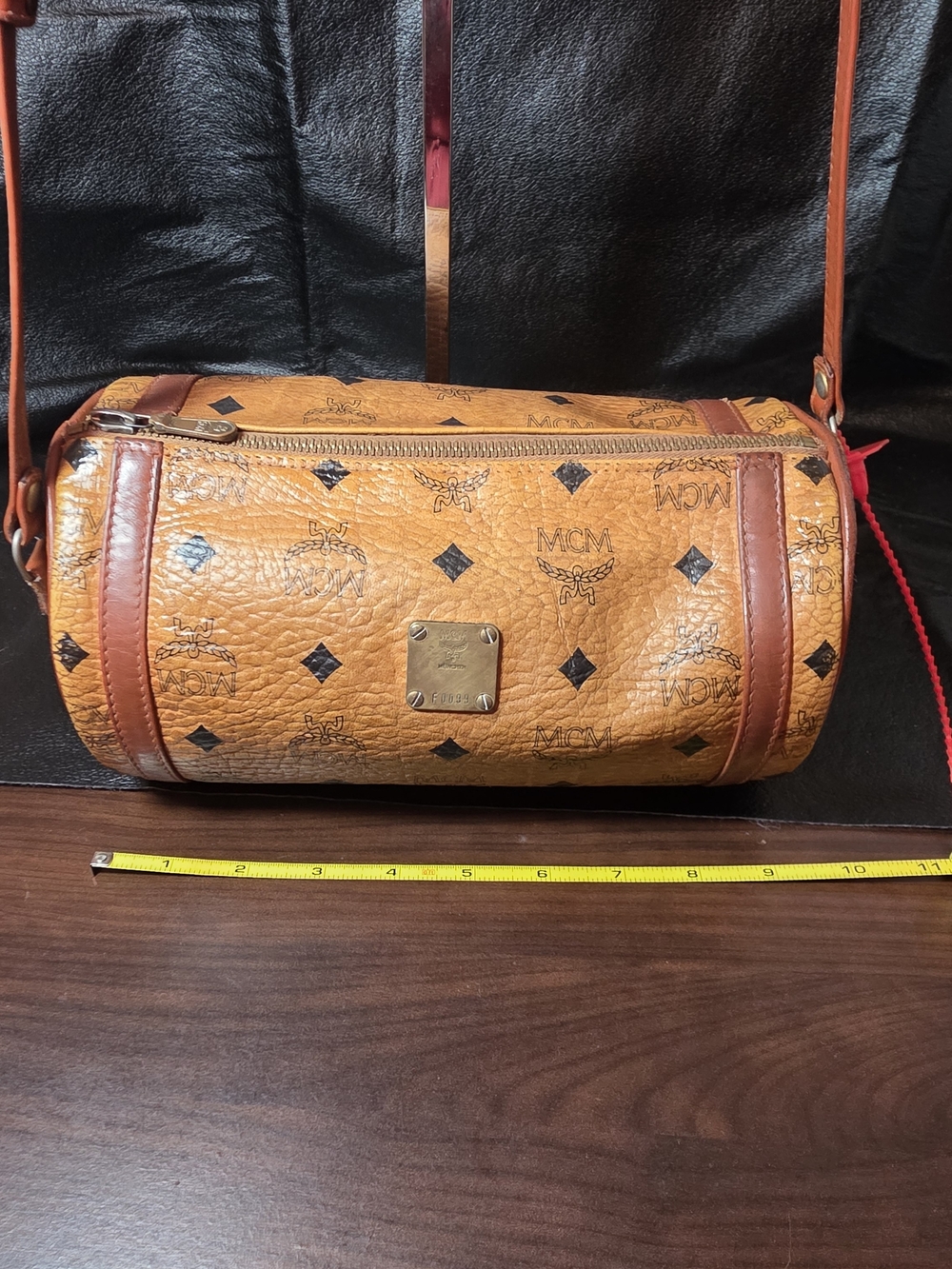 MCM Cognac Visetos Monogram Barrel Crossbody Bag - Picture 2 of 14